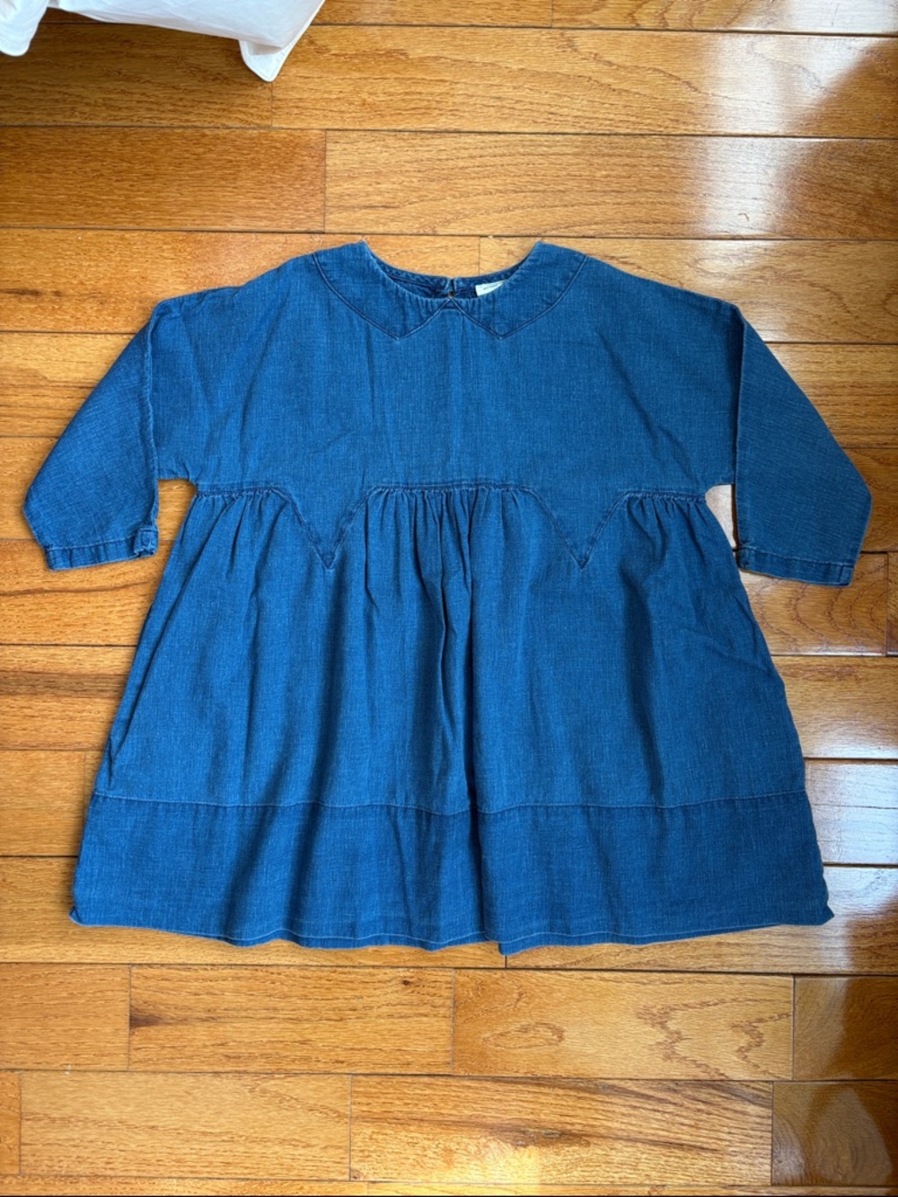 Girls' Indigo Denim Long-Sleeve Dress